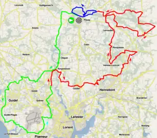 Début de la courseSuite de la courseCircuit final, 11,7 km, parcouru 2 fois