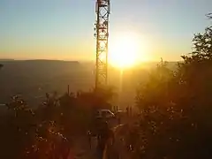 Fin de l'ascension de la Pouncho d'Agast (839&nbsp;m), dernière grande difficulté du parcours sur le Grand Trail des Templiers 2018