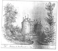 Gravure du château de Bouillancourt (1866) - vue de l'Ouest.