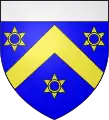 Armes des Nèzement (Vendômois) : d'azur au chevron d'or accompagné de trois molettes de même, posées 2 et 1, celle de la pointe surmontée d'un croissant aussi d'or, au chef d'argent.