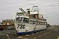 Tramway No 736 illuminé "HMS Blackpool" à Fleetwood