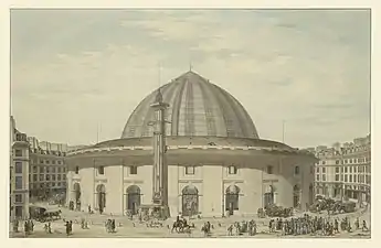 La halle aux blés après les travaux de Bélanger et Brunet (1re&nbsp;moitié du XIXe&nbsp;siècle).