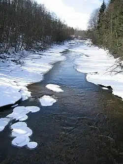 Chutes de Pitkäkoski entre Helsinki et Vantaa, durant l'hiver.