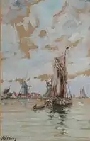 L'Escaut par Henri Arden, 38 cm × 27 cm, collection particulière.