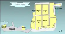 Plan, en gris et jaune, parties mises à ciel ouvert