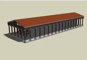 Restitution approximative du temple au VIIe&nbsp;siècle