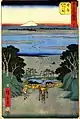 Cinquante-trois Stations du Tōkaidō, édition de Tate-e : Le Relai de Kanaya (25e&nbsp;étape).