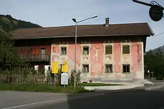 Maison de la 2e moitié du XVIIIe siècle, peinture de la façade par Josef Degenhart, autour de 1790
