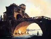 Le Vieux Pont : peinture à l'huile de Hubert Robert (vers 1775)
