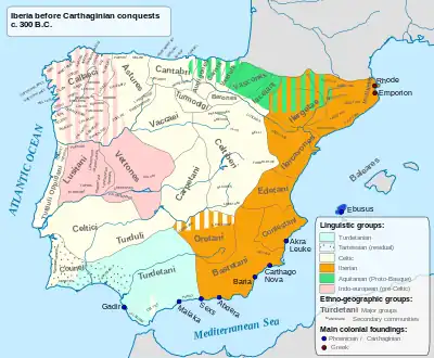 Populations et langues de la péninsule ibérique vers -300