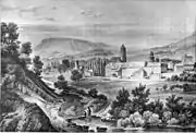 Gap, dessin d'Alexandre Debelle, Album du Dauphiné, ou recueil de dessins, de sites, villes, bourgs, églises, châteaux et portraits, tome II (1836).