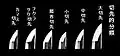 Différents types de kissaki.