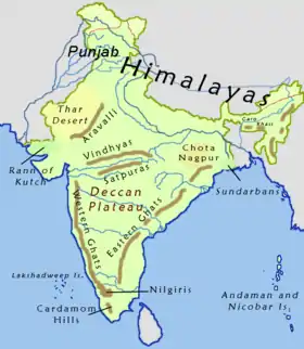 Carte de localisation du Vindhya.