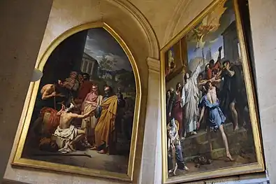Saint Pierre guérissant un boiteux de Louis-Vincent-Léon Pallière (1819), et Saint Étienne prêchant l'Évangile d'Abel de Pujol (1817).