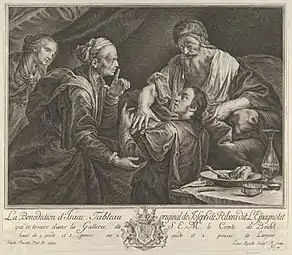 Isaac bénissant Jacob, feuille: 31 × 35,8 cm, Metropolitan Museum of Art, New York .
