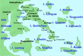 Carte de Quinchao et des îles environnantes