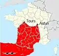Extension maximale des armées musulmanes au nord (VIIIe&nbsp;siècle).