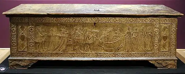 Cassone à panneaux décorés (vers 1425), anonyme, Florence