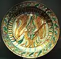 Plat sancai (« trois couleurs ») fait en Italie du nord, vers le milieu du XVe&nbsp;siècle Musée du Louvre