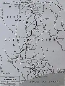 Itinéraire Mission Thomann 1902, de Sassandra à Séguéla, Côte d'Ivoire (in Journal des voyages No 340)