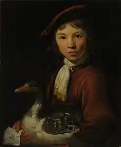 Garçon avec une oie (vers 1650), huile sur panneau, 55&nbsp;×&nbsp;45,7&nbsp;cm, château de Kadriorg.