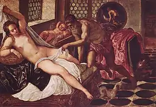 Mars et Vénus surpris par Vulcain du Tintoret, Pinacothèque de Munich entré probablement dans les collections munichoises après la signature du traité de Campoformio.