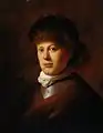 Portrait de Rembrandt, huile sur panneau, 57&nbsp;×&nbsp;44,7&nbsp;cm, vers 1628 (Rijksmuseum, Amsterdam).