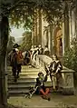 Retour au château après la chasse au faucon (1857).