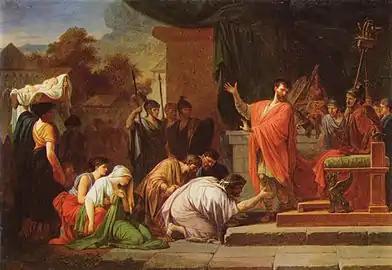 Le Roi Persée de Macédoine devant Aemilius Paulus (1802), musée des beaux-arts de Budapest.