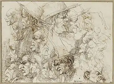 Profils caricaturaux, fin du XVIIe siècle (musée du Louvre, Paris)