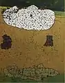 Casanova à Venise à la poursuite de Lucrèce Borgia et du Vaisseau fantôme, technique mixte sur toile 146x114, 1989.