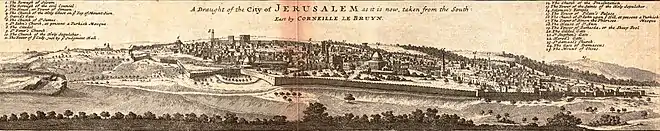 Carte de Jérusalem sur deux pages dans un livre