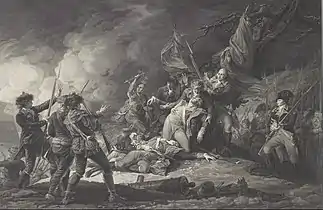 The Death of General Montgomery, In the Attack of Quebec, December 1775 (1798) d'après la peinture de John Trumbull