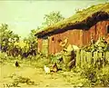 Johan Krouthén : Poules derrière l'étable (1885)