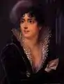 Joséphine de Beauharnais dans la cathédrale de Strasbourg (lisant le traité de Tilsit), Jean_Baptiste Isabey, 1805, miniature sur Ivoire, collection particulière.