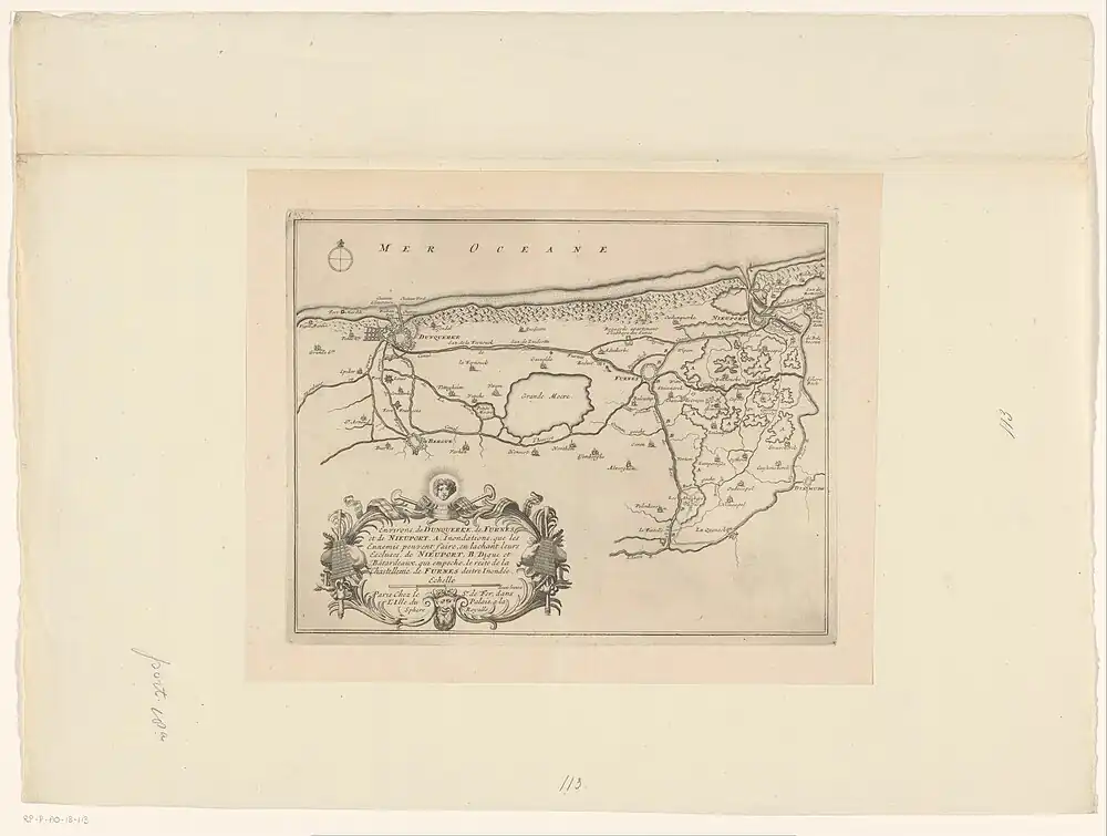 Le cours de l'Yser vers 1690-1696 Carte imprimée par Nicolas de Fer Orthographe sur la carte : L'Isere