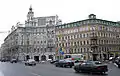 Place d'Autriche - Perspective Kamennoostrovsky, maisons d'E.K. Lipgart (no&nbsp;16, à gauche) et de G.F. Lepenberg (no&nbsp;18, à droite)