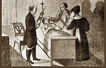 Représentation de la mort de Kaspar Hauser, XIXe siècle.