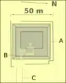Plan schématique du complexe funéraire de Khentkaous&nbsp;Ire à Gizeh.