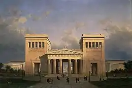 Le Propylée de Munich, représenté par Leo von Klenze.