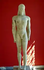 Kouros de Volomandra, vers -550 , NAMA 1906. Trouvé à Volomandra, Attique.