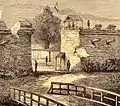Gravure de 1874 montrant le palais du sultan aux mains des Néerlandais