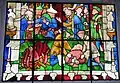 Vitrail du St.-Annen-Museum (de), Lübeck, anciennement de la Maria-Magdalen-Kirche (Burgkirche), montrant Hélène menaçant des Juifs portant le judenhut et rabbi Judah ligoté, XVe.