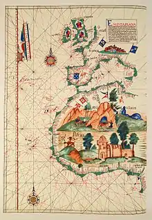 ancienne carte schématique des côtes africaines et européennes