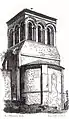 Clocher et abside vus du sud-est, d'après un dessin de Léo Drouyn en 1849.