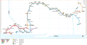 Schéma des tracés des lignes               et               une fois terminées.