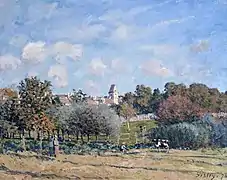 L'Église de Noisy-le-Roi, effet d'automne par Alfred Sisley, huile sur toile, 1874 (Collection Burrell).