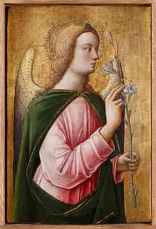 Antonio Vivarini, L'Archange Gabriel, XVe siècle, tempera sur bois, 63 × 41,5 cm.