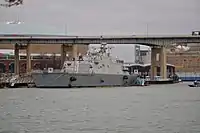 L’USS Little Rock amarré à Canalside, Buffalo, New York.