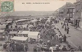 Le marché sur la prairie, au début du XXe&nbsp;siècle.